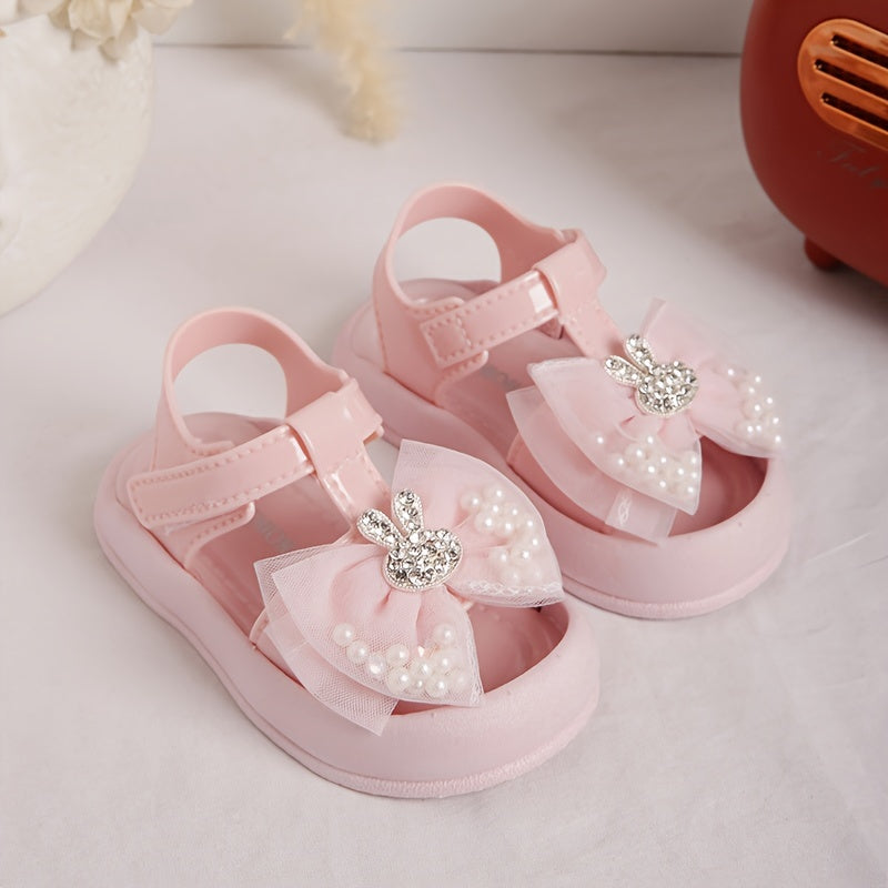 Baby Girl Sandals 2024 Soft Sole Anti-Kick Beach Shoes with Rabbit Design for Toddler Girls