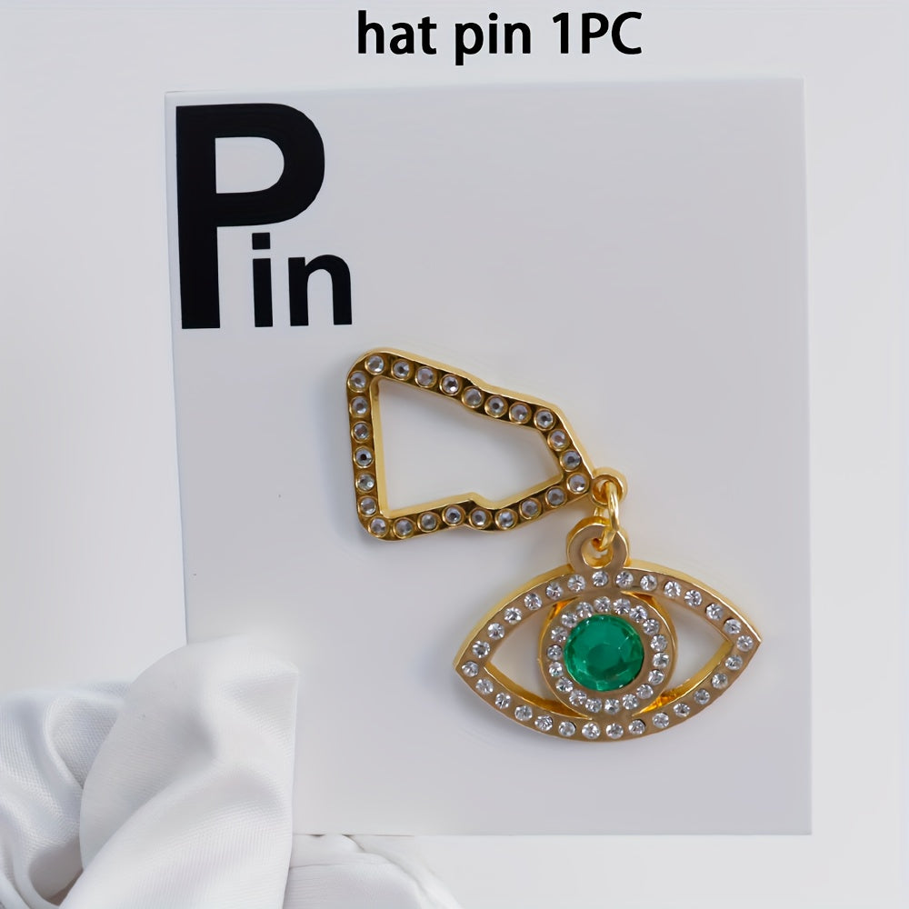 Sparkling Brooch Hat Pin and Chain Set for Women, New Year Gift