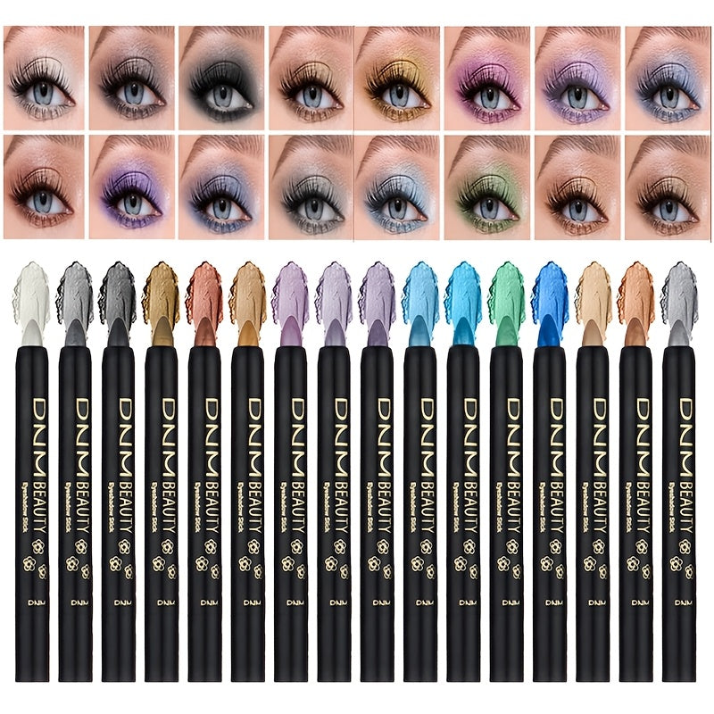 Women Eyeshadow Stick Set 16 Colors Shimmery Matte Long-Lasting