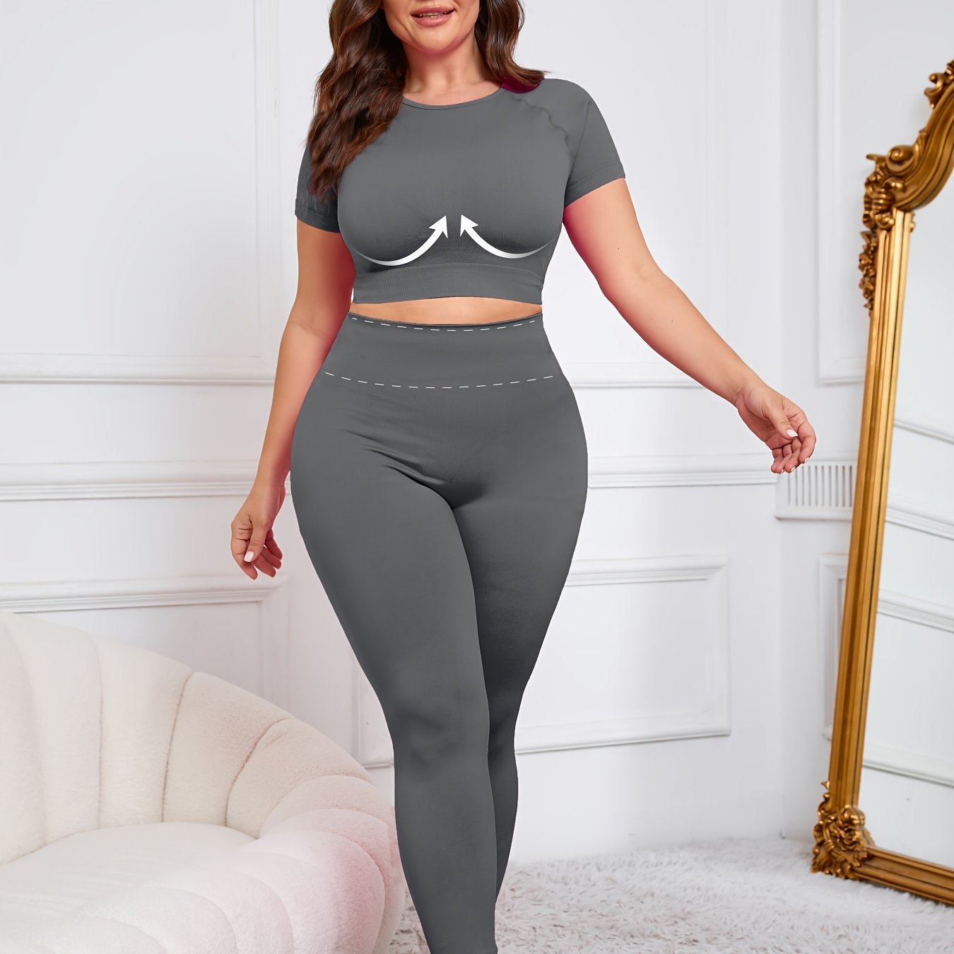 Women's Plus Size Seamless Nylon Yoga Set with Shorts and Leggings