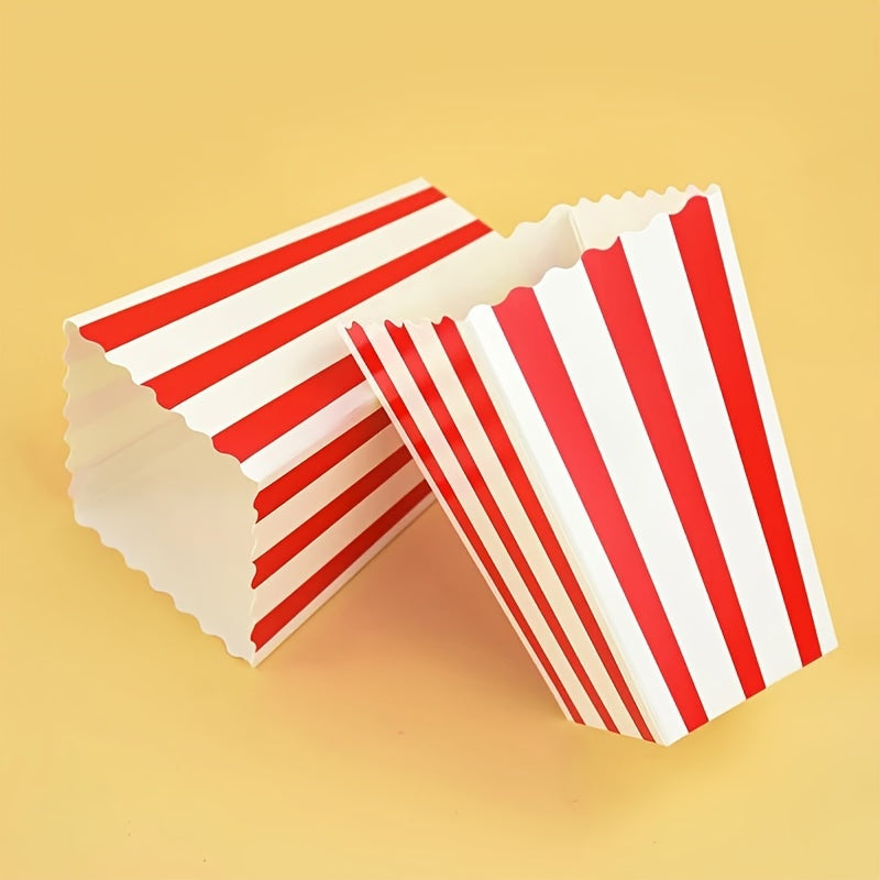 Striped Popcorn Boxes 10-Pack Paper Snack Containers for Movie Nights Parties
