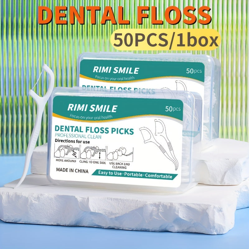 50 Pack Dental Floss Picks Deep Clean Floss Portable Disposable Oral Care
