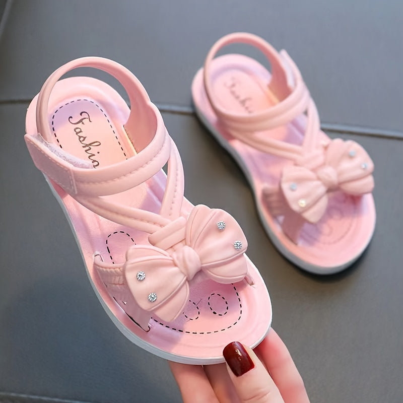 Детские летние сандалии для девочек средних и больших размеров с цветочным узором, PVC, низкий топ