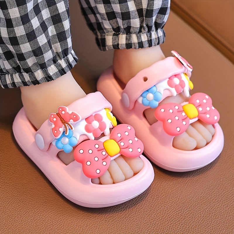 Girls' Bowknot Sandals Breathable Non-Slip Indoor Outdoor All-Season Comfort