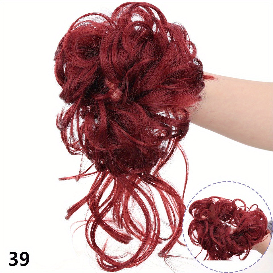 Women Messy Curly Donut Hair Bun Updo Synthetic Hair Extension 25.4cm