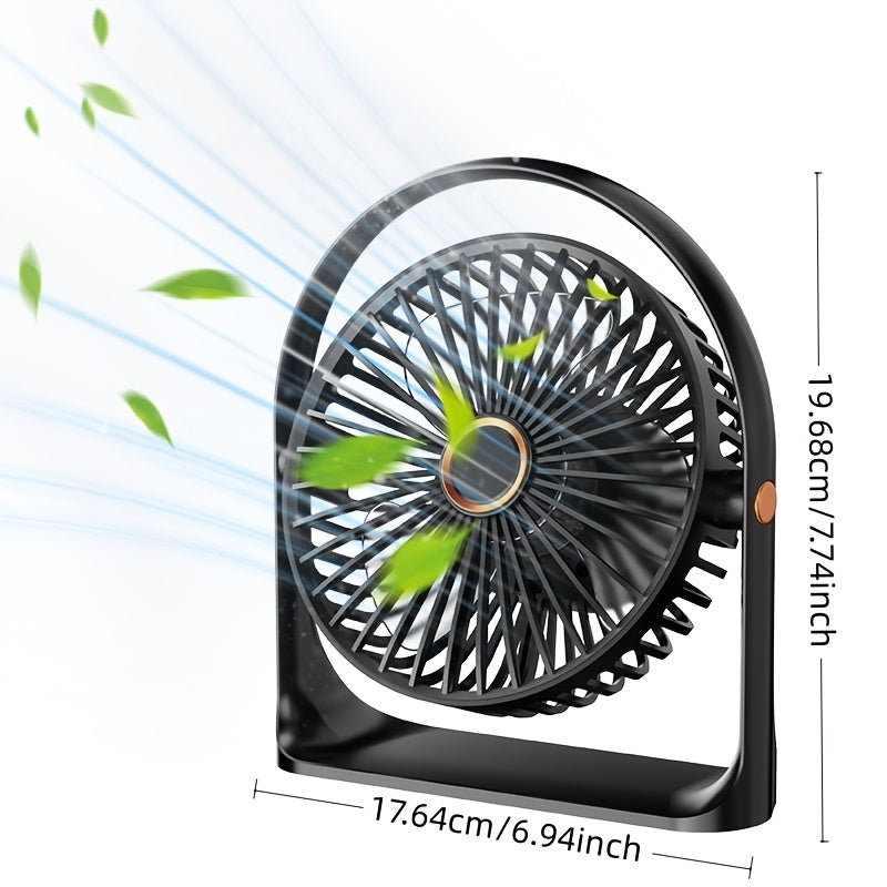 USB zaryadlash bilan portativ stol ventilyatori - turli xil va sozlanadigan 5 tezlik rejimlari, uy, ofis, yotoqxona, oshxona va o'qish uchun qulay havo oqimi - mukammal portativ va qulay