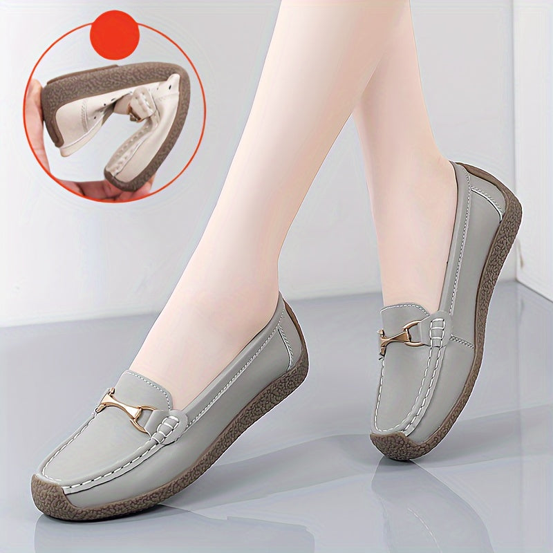 Zapatos planos femeninos casuales sin cordones, ligeros, de color sólido, estilo Mary-Jane