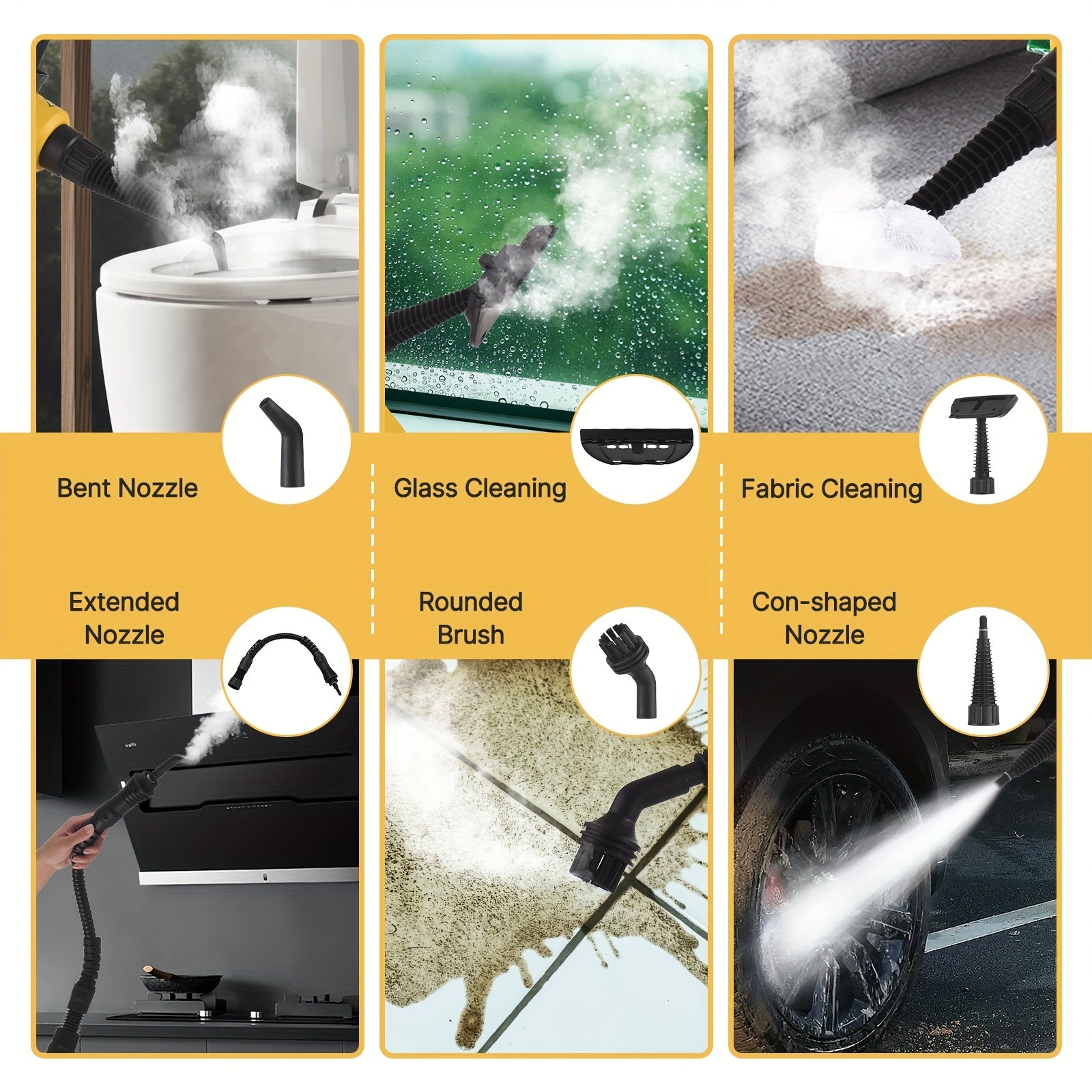 Portable Handheld Steam Cleaner with 9 Accessories for Home and Car Cleaning