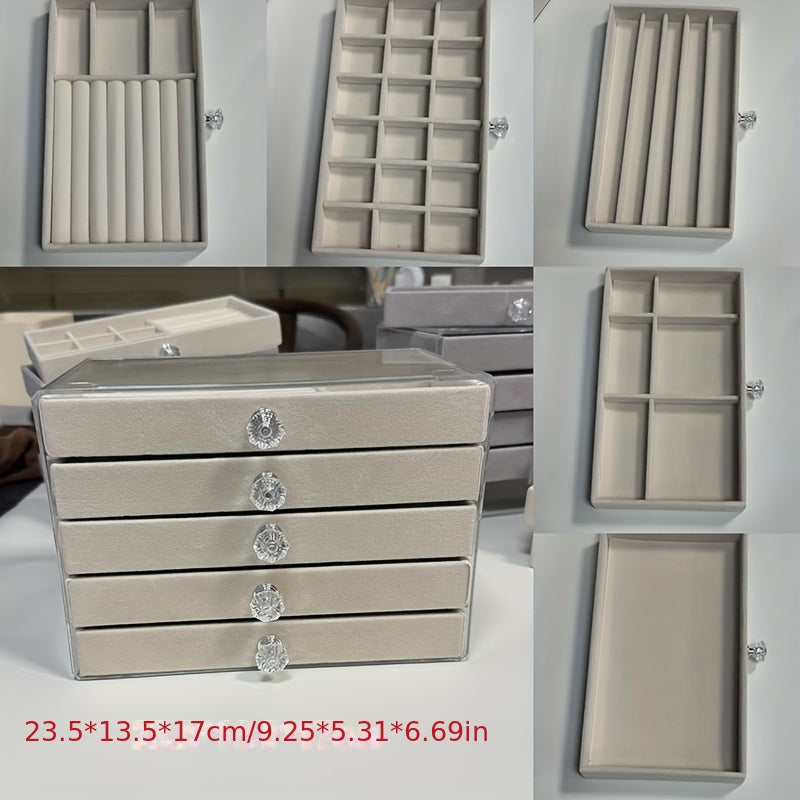 Органайзер для украшений из бархата с боковыми дверцами, 5 уровней, современный дизайн для серег, часов, аксессуаров