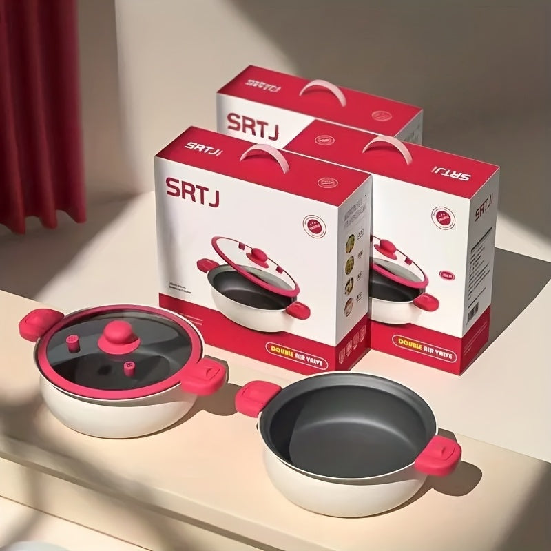 Cast Iron Cookware Set with Skillet and Stew Pot Non-Stick Dishwasher Safe