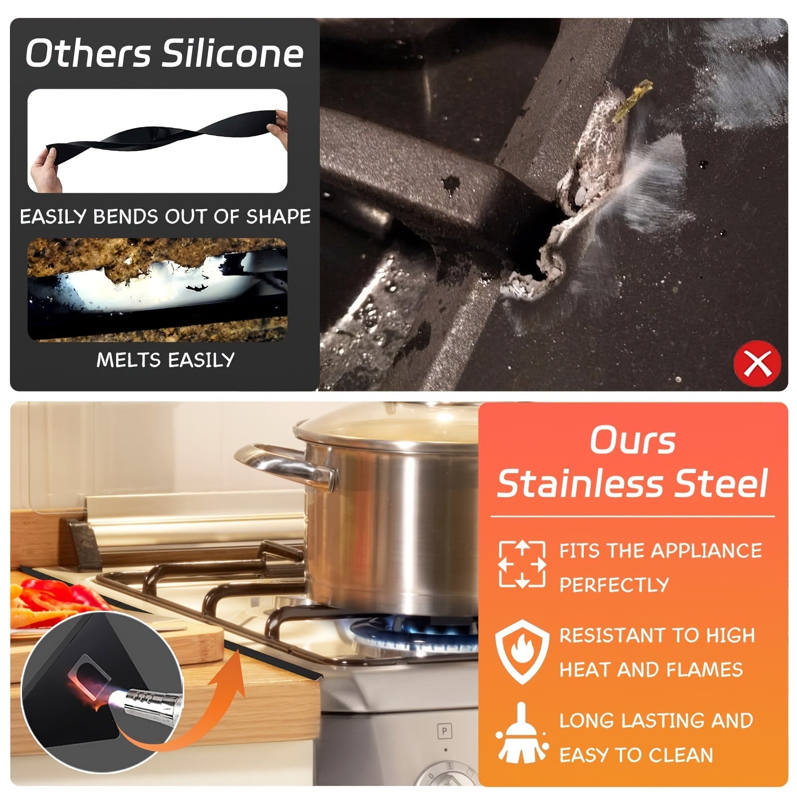 Moslashuvchan metall pechka bo'shlig'ini yopish, issiqlikka chidamli stol to'ldiruvchi, oshxona pechkasini himoyalovchi