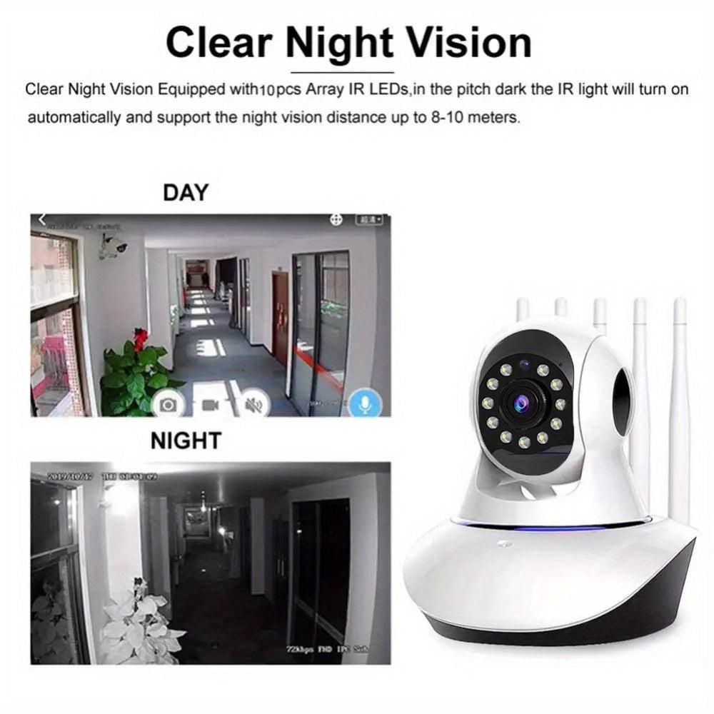 1080P HD WiFi Indoor Security Camera with PTZ Night Vision Two-Way Audio Smart Home System