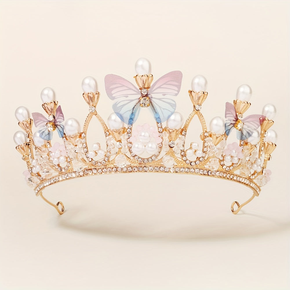 Butterfly Rhinestone Tiara Fairy Crown for Wedding Prom Birthday Daily Wear