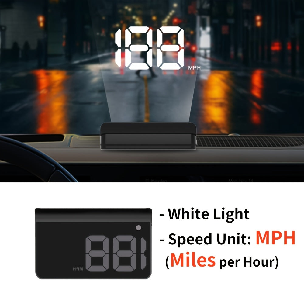 Universal Car Digital Speedometer HUD with White and Green LED Compatible with All Vehicles