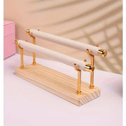 Wooden Jewelry Organizer with Velvet Stripe Ring and Watch Display Stand