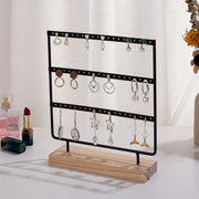 Средний деревянный и железный трехъярусный подставка для серег и украшений
