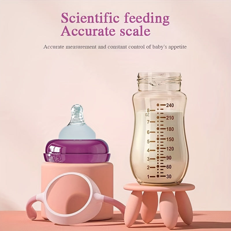 Baby Bottle 240ml with Cat Ears Heat-Resistant PP Wide Mouth Shatterproof for Newborns