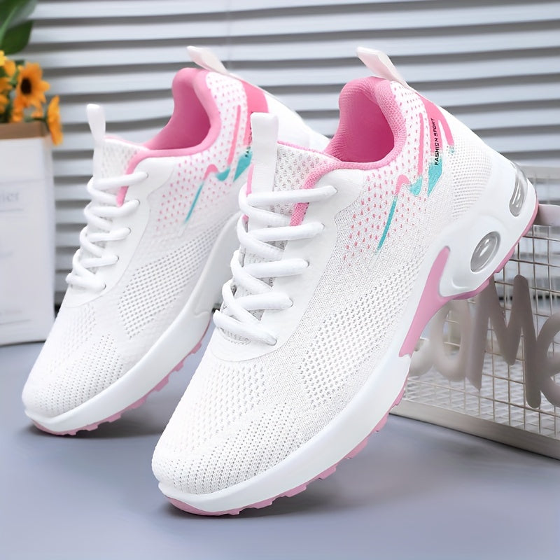 Women's Breathable Knit Sneakers Casual Lace-Up Outdoor Shoes Plus Size Low Top Sport