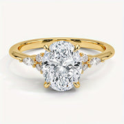 Oval Moissanite Engagement Ring 3ct Sterling Silver 18K Plated April Birthstone Wedding Jewelry