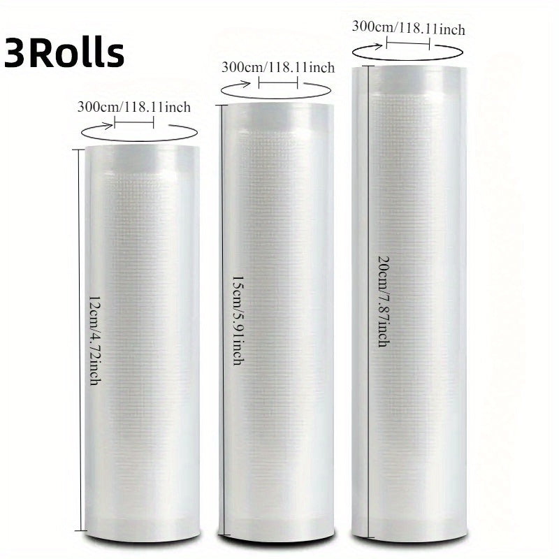 3-Pack Vacuum Sealer Bags BPA-Free PE+PA for Freezing Sous Vide Meal Prep