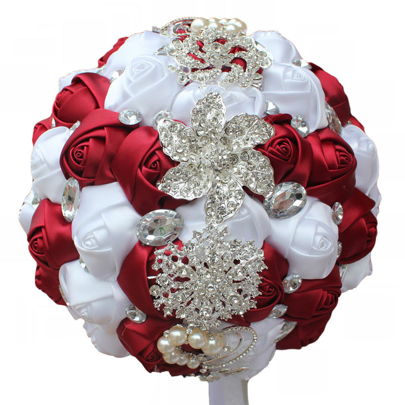 Satin Wedding Bouquet for European and American Brides with Ribbon Finish