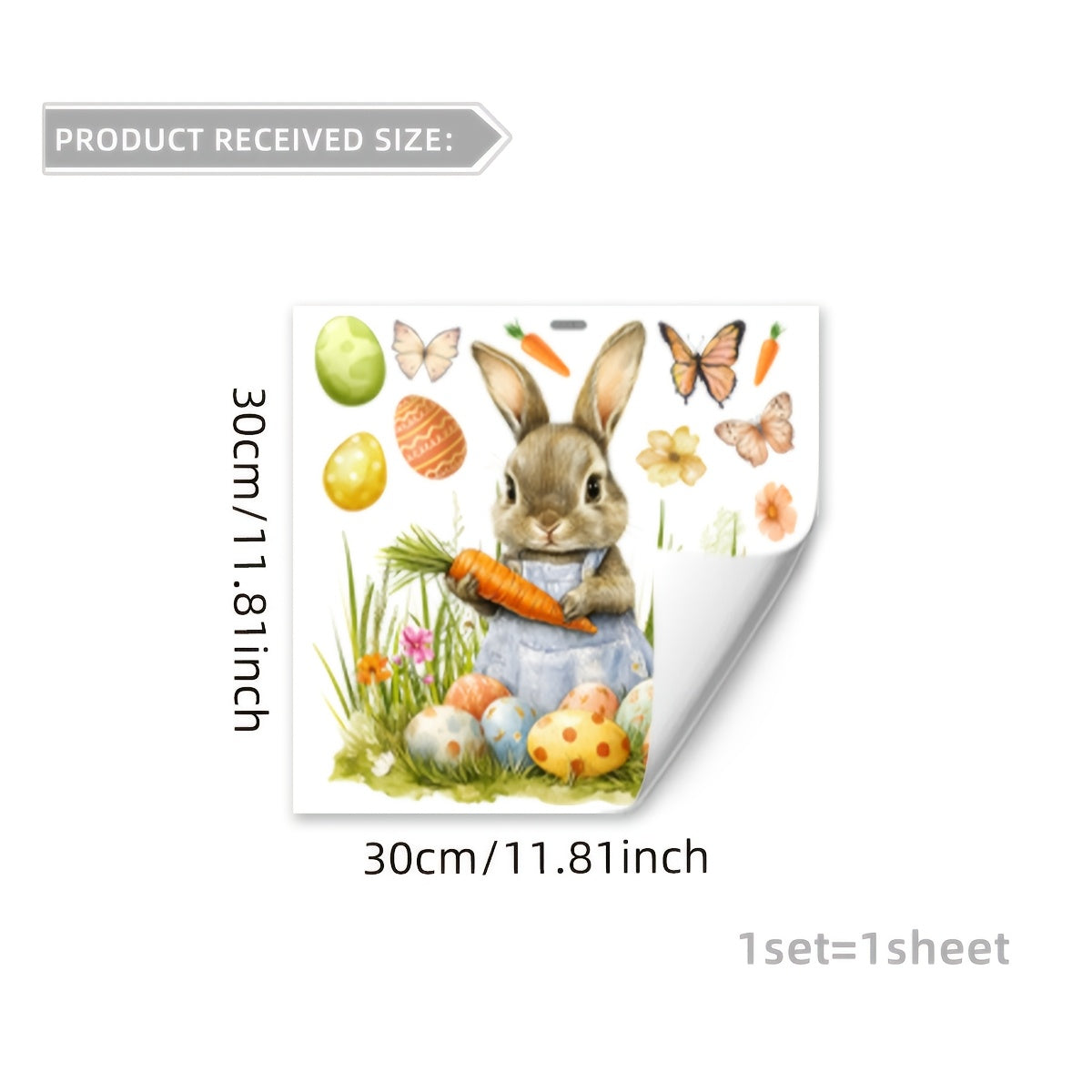 Easter Bunny and Egg Window Cling 30cm Reusable PVC Decal for Home Decor