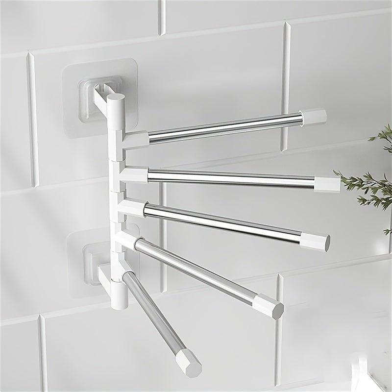 Stainless Steel Wall-Mounted Towel Rack with Suction Cup Punch-Free Installation Bathroom Organizer