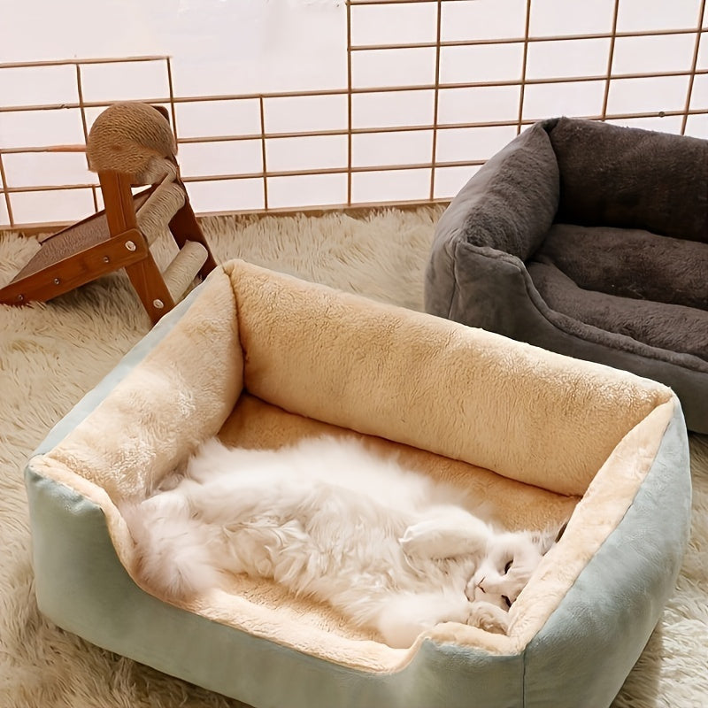 Plush Pet Sofa Bed for Cats and Small Dogs Gray No Assembly Indoor Comfort