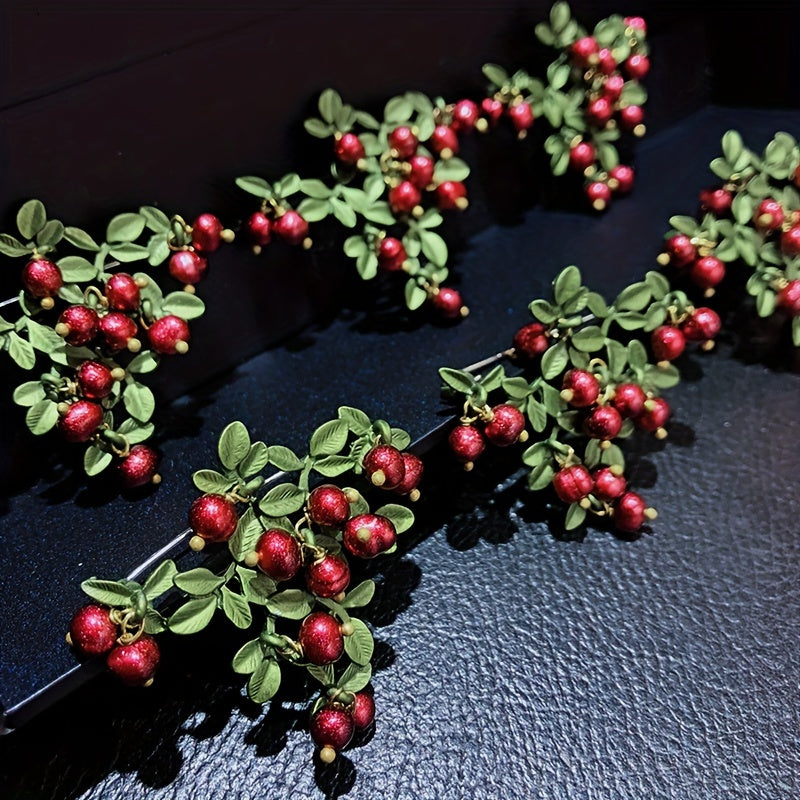 Vintage Red Cranberry Brooch with Rhinestone Fruit Design for Weddings and Holidays