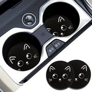 Ayollar uchun keramik avtomobil shamlari, qora mushuk naqshli stakan tutqichlar, 2 ta paket