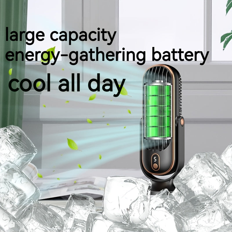 Compact USB Rechargeable Desk Fan with 5-Speed Adjustment for Home and Camping