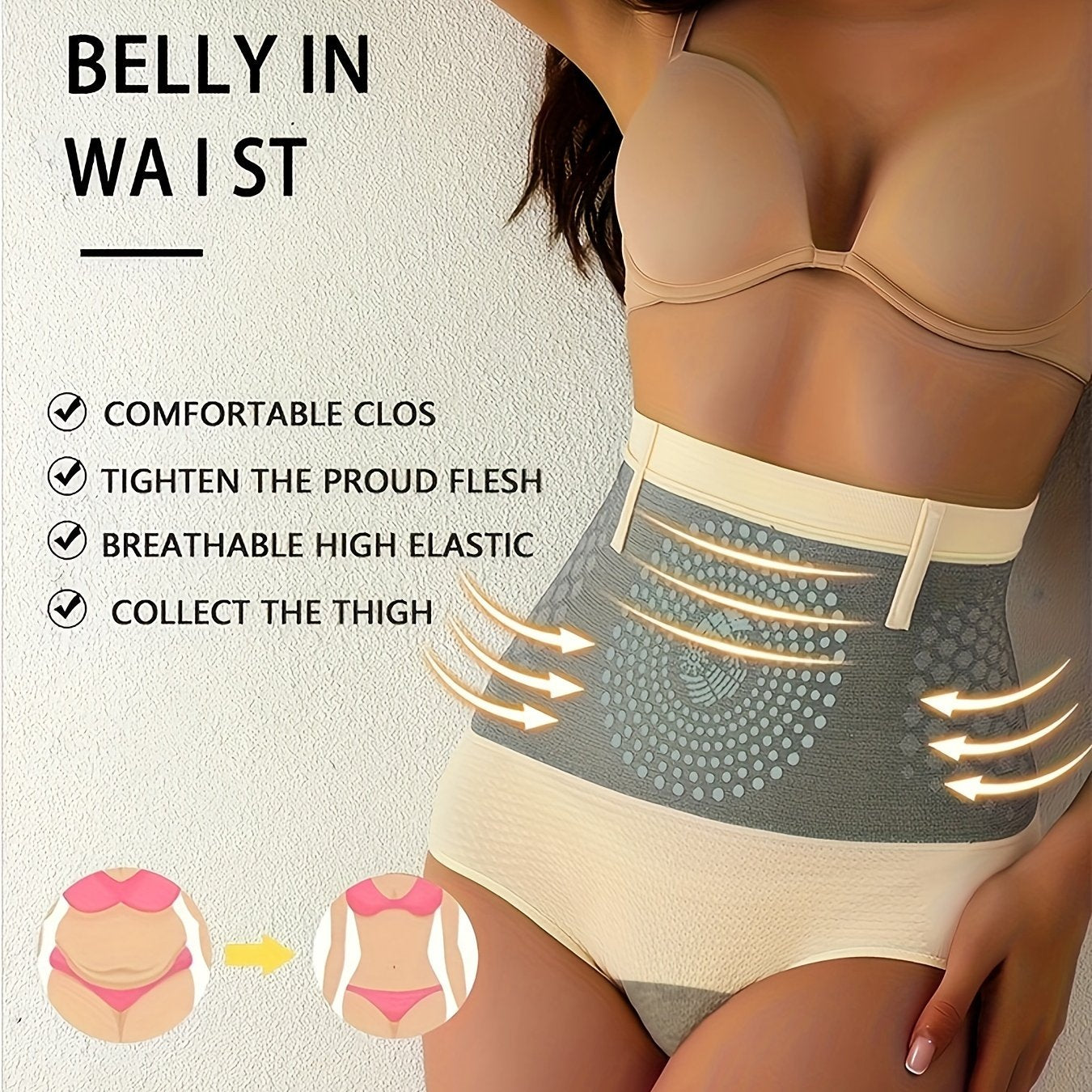 Ropa interior moldeadora de cintura alta negra para mujer, de nylon y spandex, control de abdomen, sin costuras