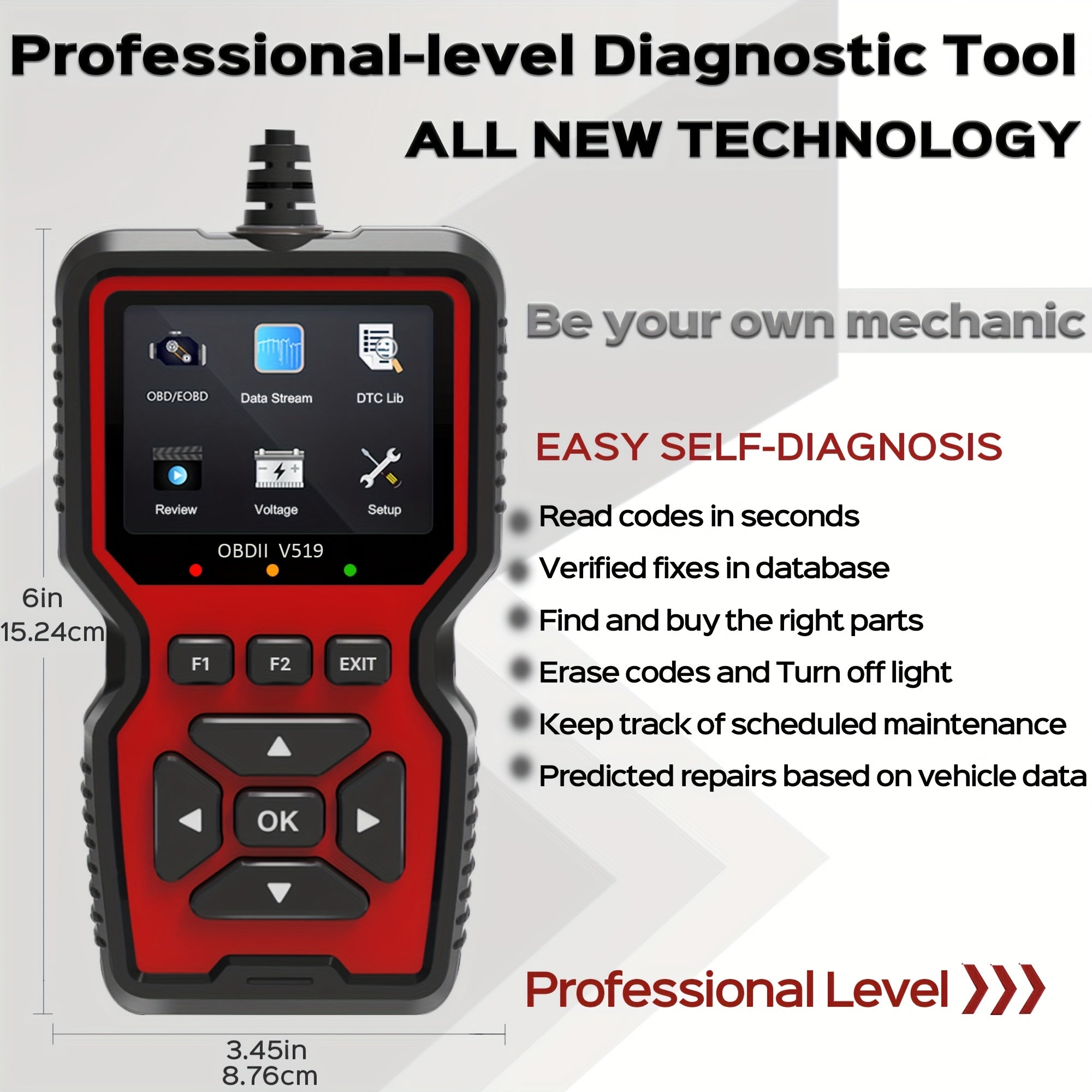 OBD2 Scanner Diagnostic Tool for Check Engine Light Live Data Emissions Test Compatible with Most Vehicles