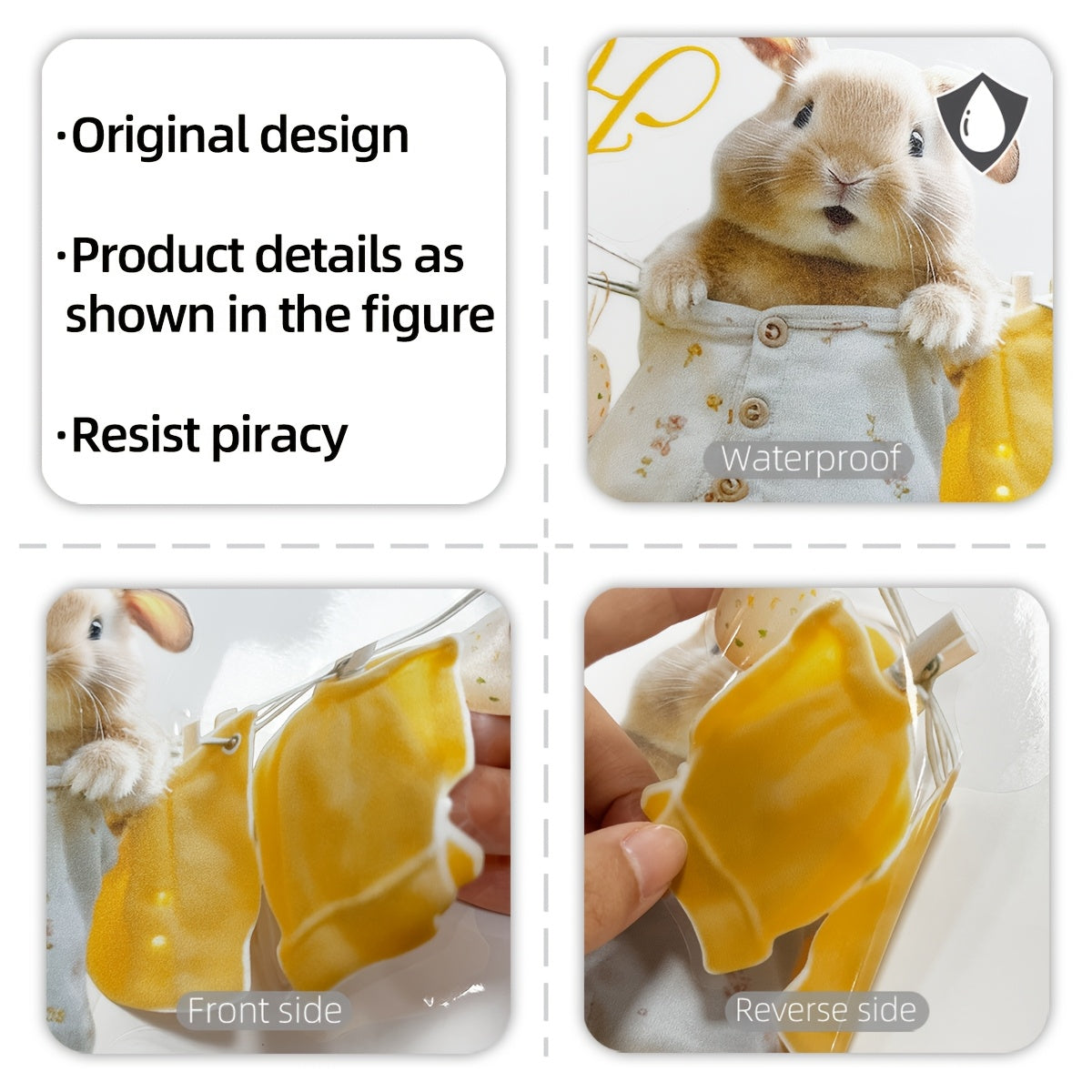 Easter Bunny Window Cling Reusable Double-Sided Electrostatic Glass Decal