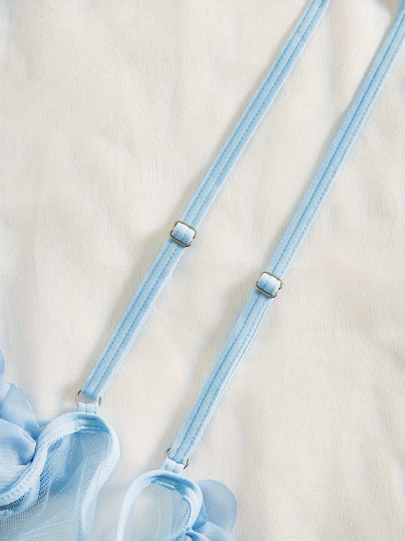 Women's See-Through Lace Dress with Flower Pattern Cross Straps and Backless Design for Lingerie