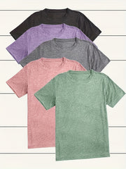 Women's Casual Short Sleeve T-Shirts Solid Color Pack Breathable Cotton