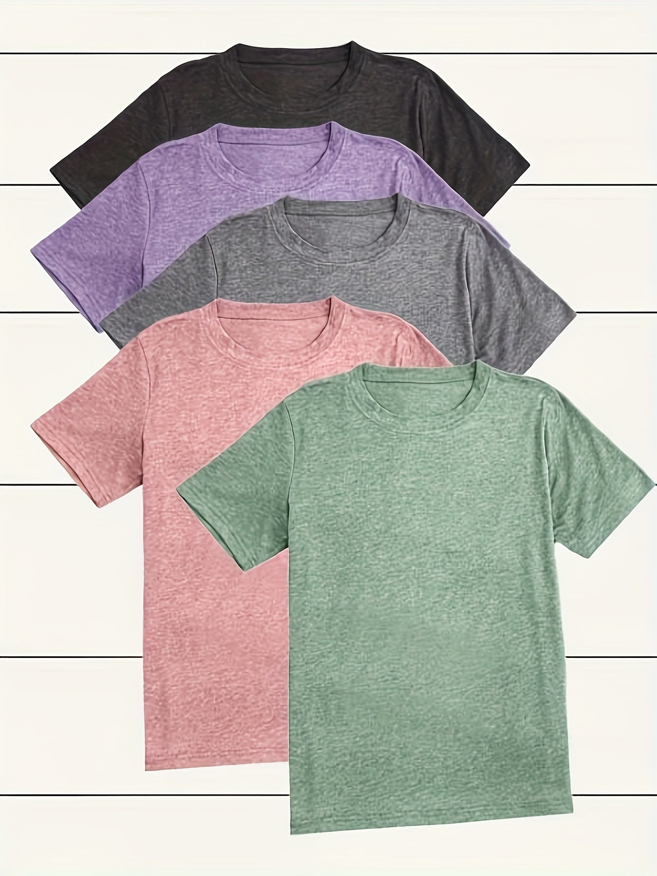 Women's Casual Short Sleeve T-Shirts Solid Color Pack Breathable Cotton