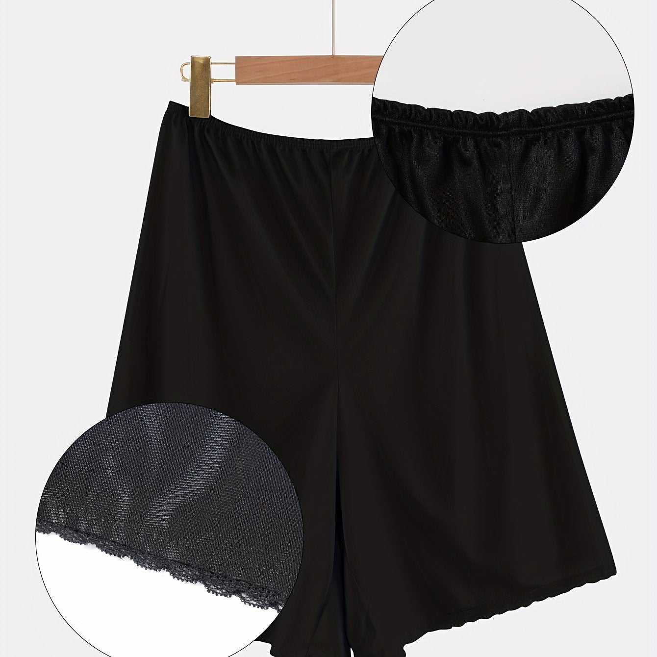 Pantalones de dormir para mujer de poliéster suave, beige, con encaje, talla grande, cómodos