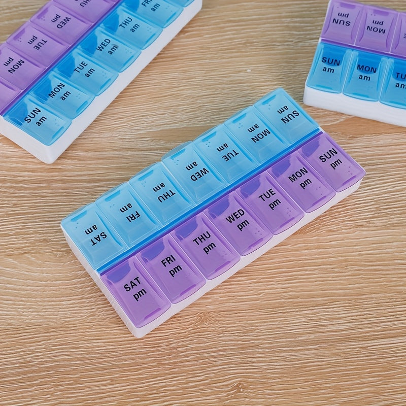 Large Capacity 7-Day Pill Organizer with Double-Row Design Portable Medicine Box