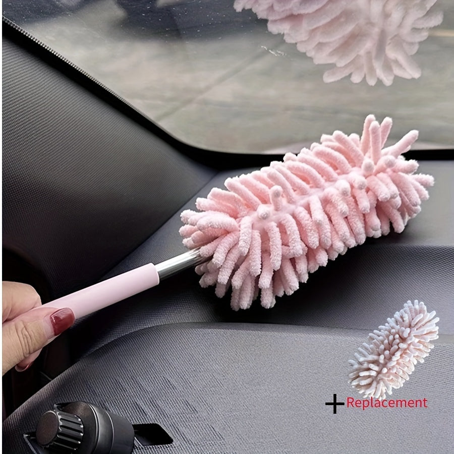 2Pc Microfiber Car Duster Brush Extendable Bendable Cleaning Tool