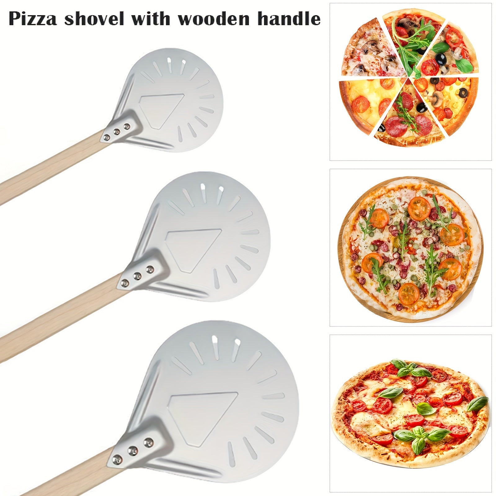 Stainless Steel Pizza Shovels with Wooden Handles, 8 and 22.86 cm