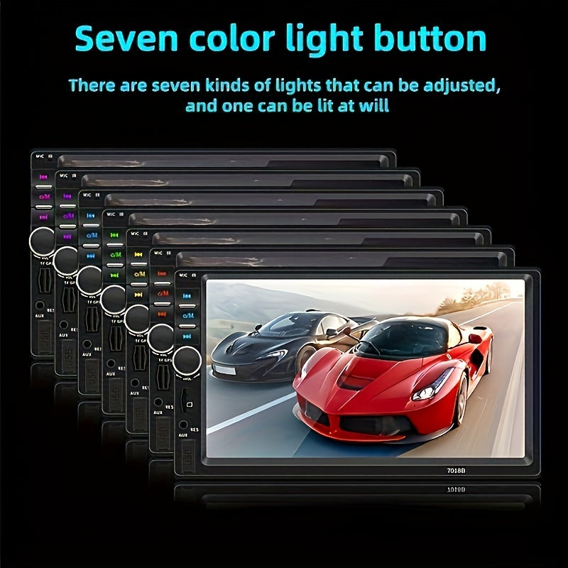 Estéreo de coche Double Din de 17.78cm con cámara de respaldo, inalámbrico, USB, AUX, TF, Mirror Link