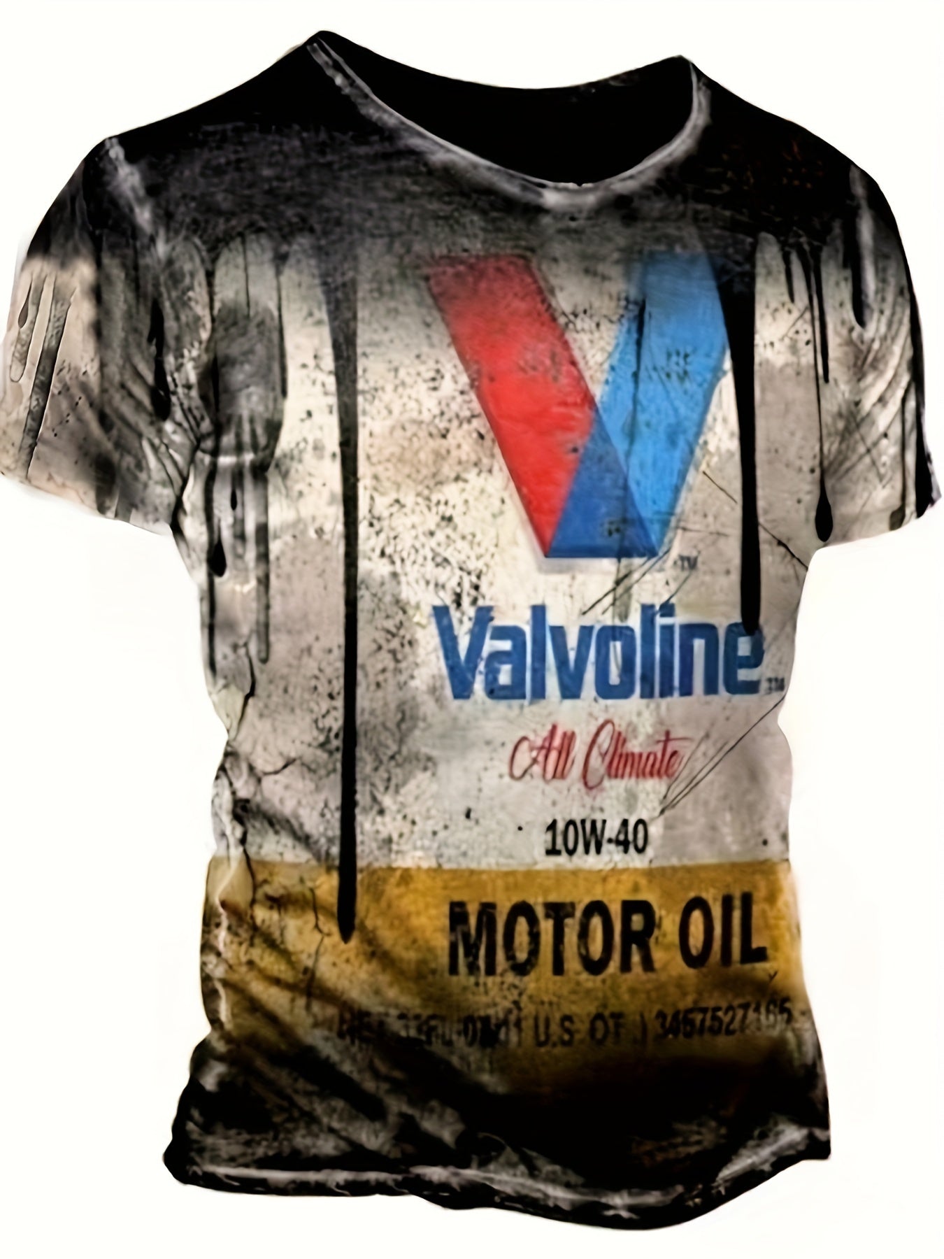 Camiseta de cuello redondo impresa en 3D para hombre, casual de manga corta, poliéster