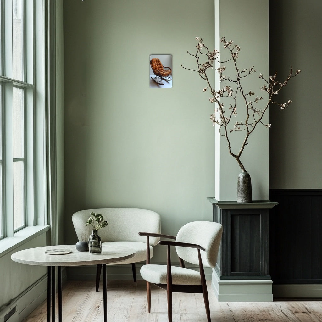 Metal and Rattan Rocking Chair Sign for Office Decor