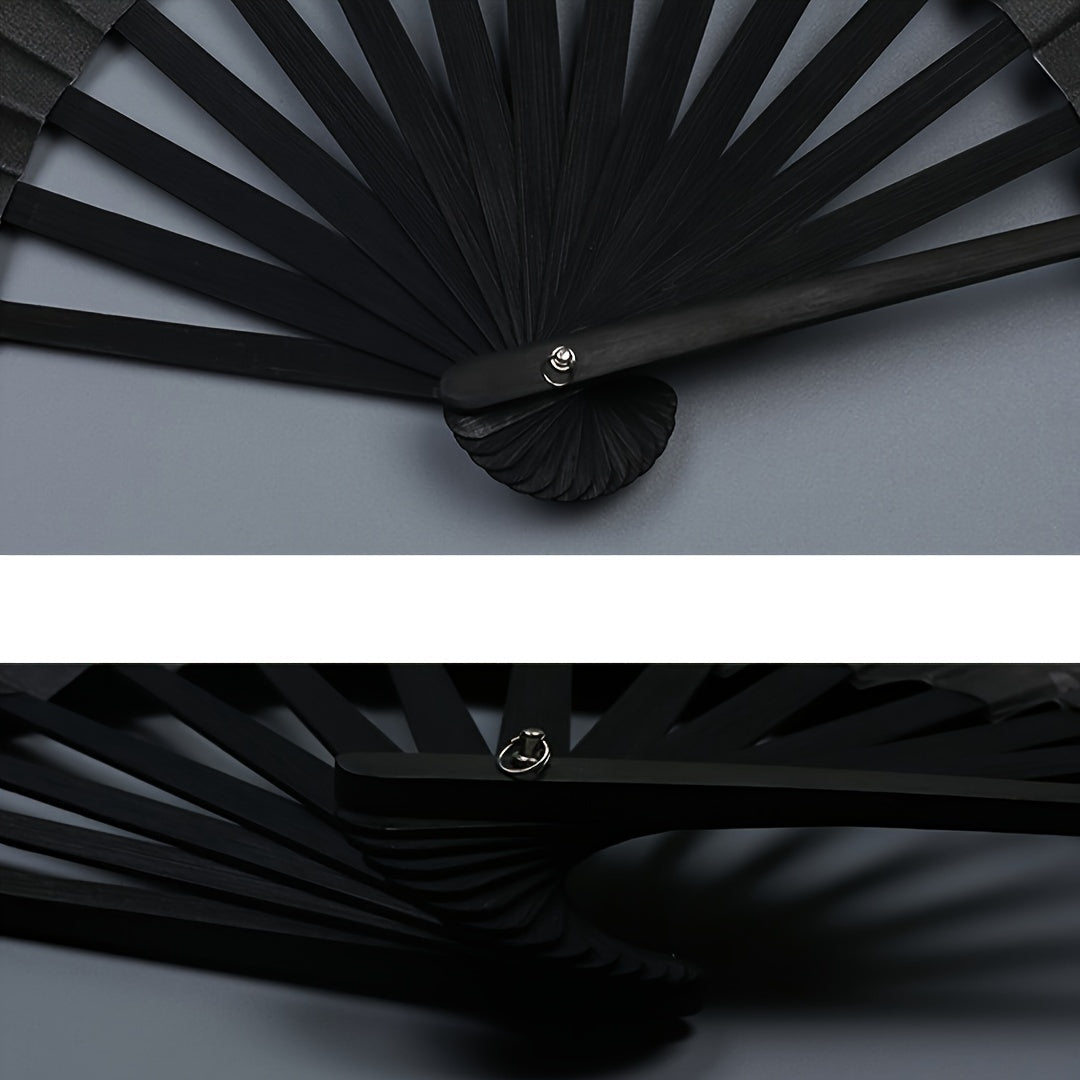 White Folding Fan with Silky Fabric Chinese Design for Men and Summer Use