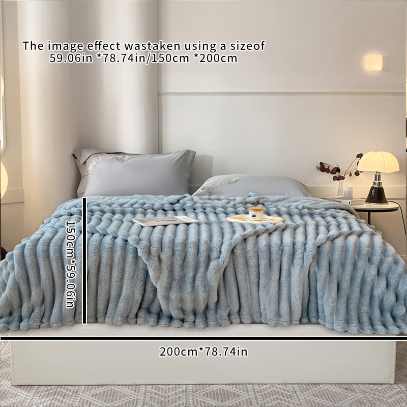 Faux Fur Throw Blanket Ultra-soft Snug for Sofa Bed and Home Decor