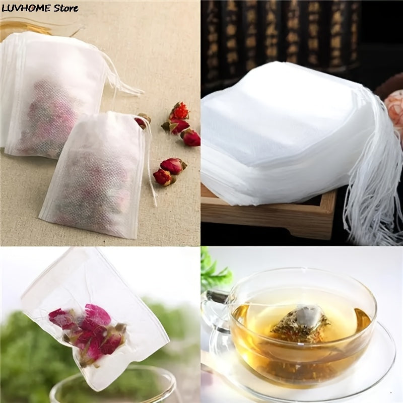 Set of 100 Food Grade Non-woven Fabric Tea Filter Bags for Loose Leaf Tea