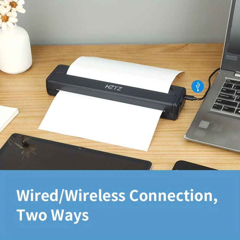 A4 Portable Thermal Printer Wireless USB Inkless Monochrome High-Definition