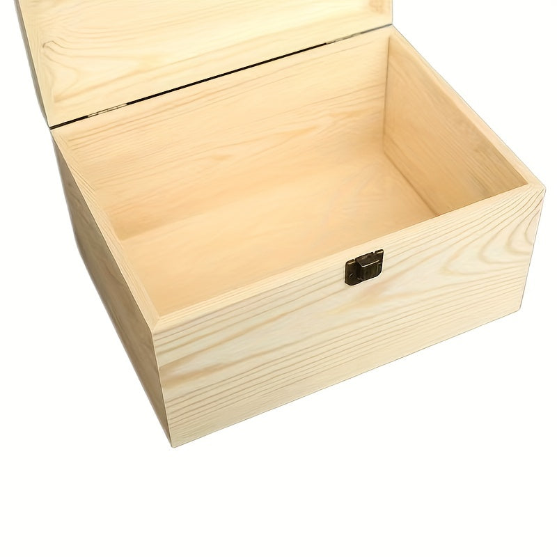 Гигантская необработанная деревянная коробка для рукоделия с крышкой на петлях для художественных принадлежностей и организации 10,62x7,87x5,7 дюймов