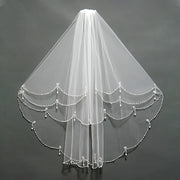 Women's Romantic Wedding Headpiece with Beaded Edge and Bridal Veil
